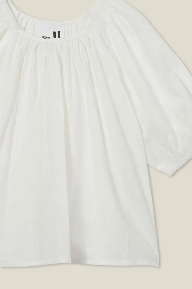 Girls 214 Tops and TShirts Cotton On Willow Short Sleeve Top Vanilla