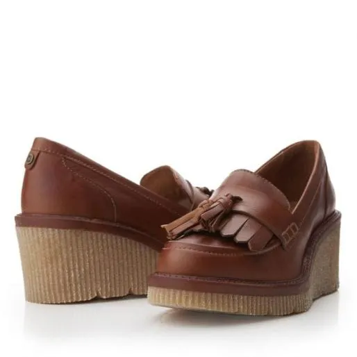 Gisela Tan Leather Women Moda In Pelle Casual Shoes And Trainers