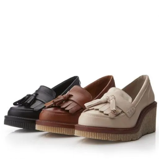 Gisela Tan Leather Women Moda In Pelle Casual Shoes And Trainers