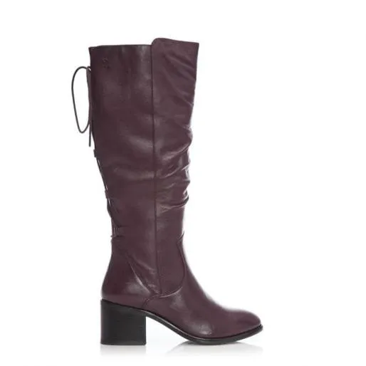 Gloriia Burgundy Leather Women Moda In Pelle Knee High Boots