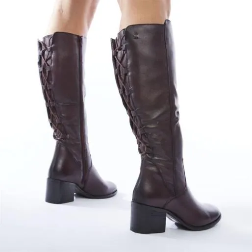 Gloriia Burgundy Leather Women Moda In Pelle Knee High Boots