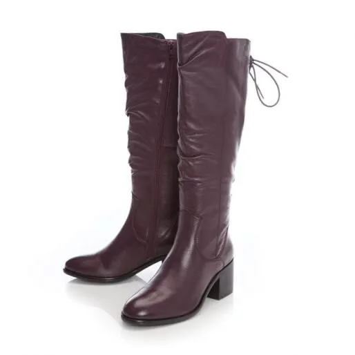 Gloriia Burgundy Leather Women Moda In Pelle Knee High Boots