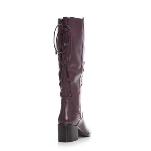 Gloriia Burgundy Leather Women Moda In Pelle Knee High Boots