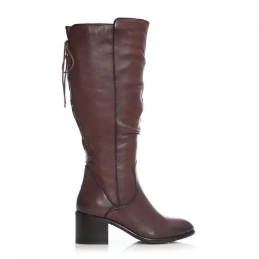 Gloriia Tan Leather Women Moda In Pelle Knee High Boots