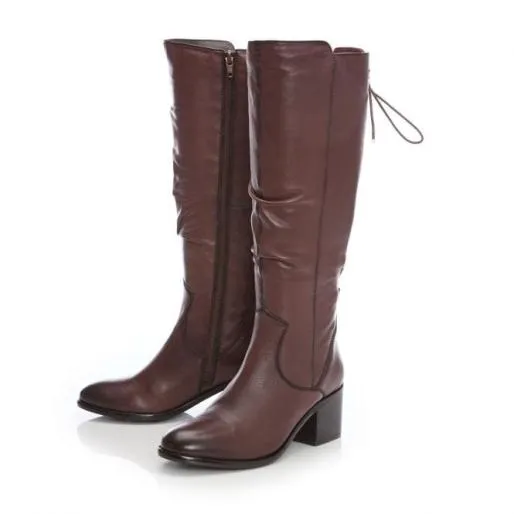 Gloriia Tan Leather Women Moda In Pelle Knee High Boots
