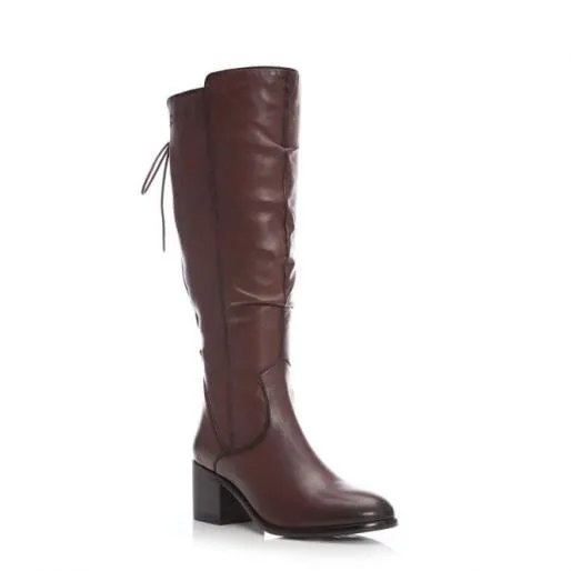 Gloriia Tan Leather Women Moda In Pelle Knee High Boots