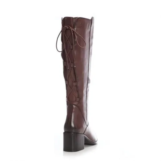 Gloriia Tan Leather Women Moda In Pelle Knee High Boots