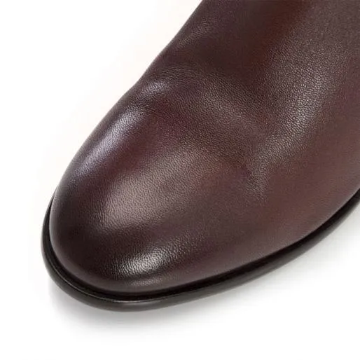 Gloriia Tan Leather Women Moda In Pelle Knee High Boots