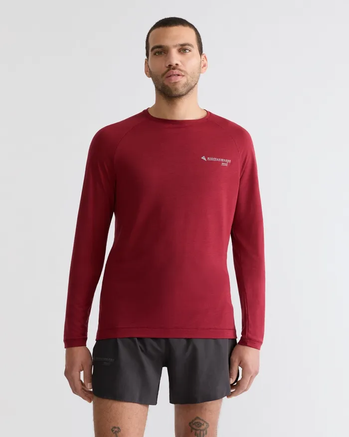 Groa Technical Long Sleeve Tee Ruby Red Men Klttermusen TShirts