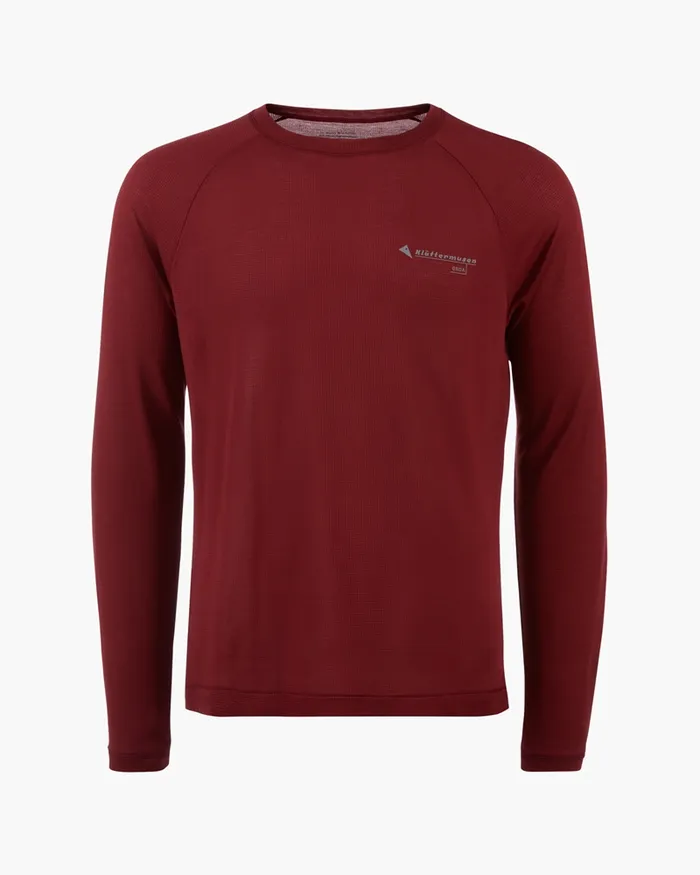 Groa Technical Long Sleeve Tee Ruby Red Men Klttermusen TShirts