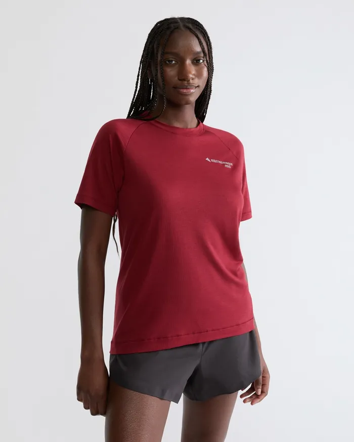 Groa Technical Short Sleeve Tee Ruby Red Women Klttermusen TShirts