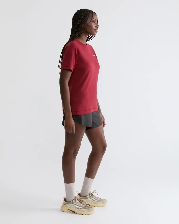 Groa Technical Short Sleeve Tee Ruby Red Women Klttermusen TShirts