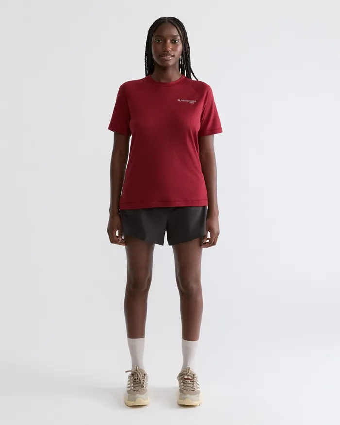 Groa Technical Short Sleeve Tee Ruby Red Women Klttermusen TShirts