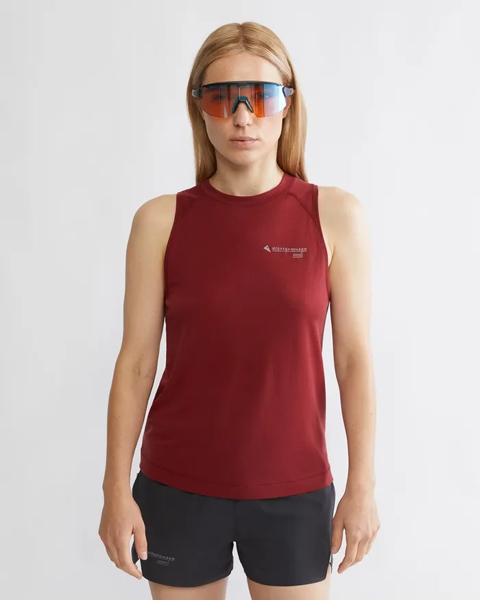 Groa Technical Tank Top Ruby Red Women Klttermusen TShirts
