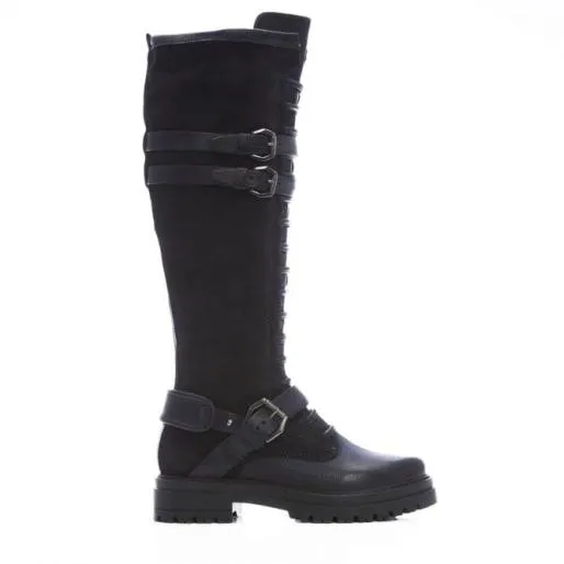 Guinevere Navy Nubuck Women Moda In Pelle Knee High Boots