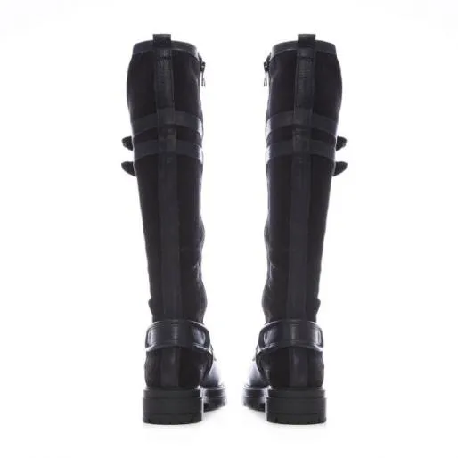 Guinevere Navy Nubuck Women Moda In Pelle Knee High Boots
