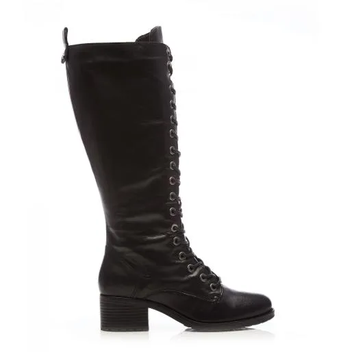 Hailey Black Leather Women Moda In Pelle Black Boots