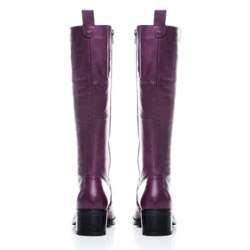 Hailey Purple Leather Women Moda In Pelle Leather Boots Hailey Purple Leather Women Moda In Pelle Leather Boots