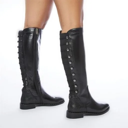 Haisley Black Leather Women Moda In Pelle Black Boots Haisley Black Leather Women Moda In Pelle Black Boots