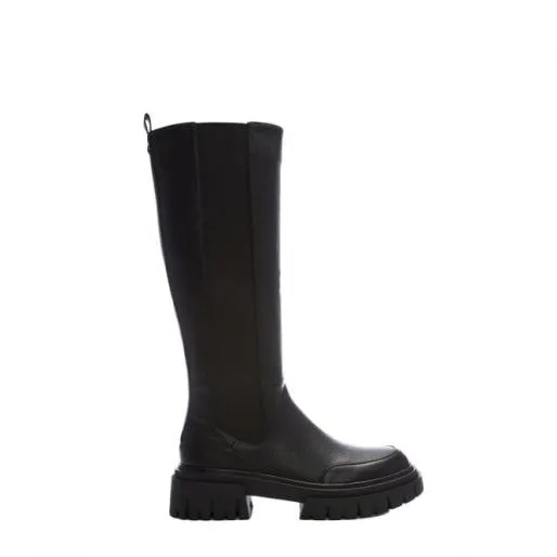 Hanah Black Patent Mocc Croc Women Moda In Pelle Black Boots