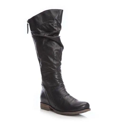 Haylis Black Leather Women Moda In Pelle Knee High Boots Haylis Black Leather Women Moda In Pelle Knee High Boots