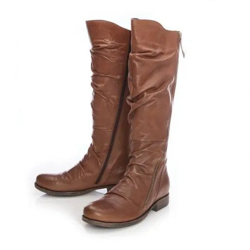 Haylis Tan Leather Women Moda In Pelle Knee High Boots Haylis Tan Leather Women Moda In Pelle Knee High Boots