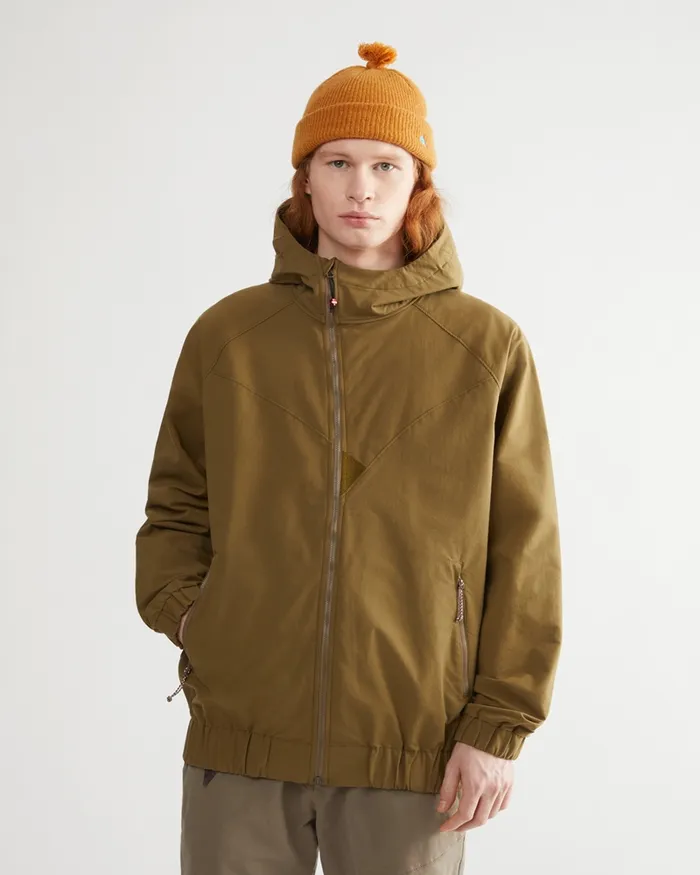 Hjuke Hooded Jacket Dark Khaki Men Klttermusen Wind Resistant Jackets