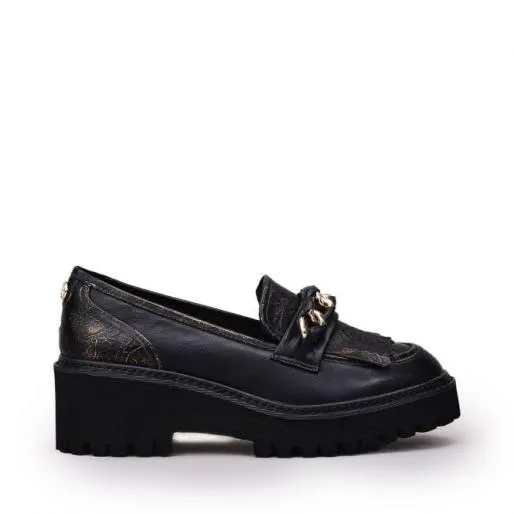 Holliee Black Leather Women Moda In Pelle Brogues And Loafers
