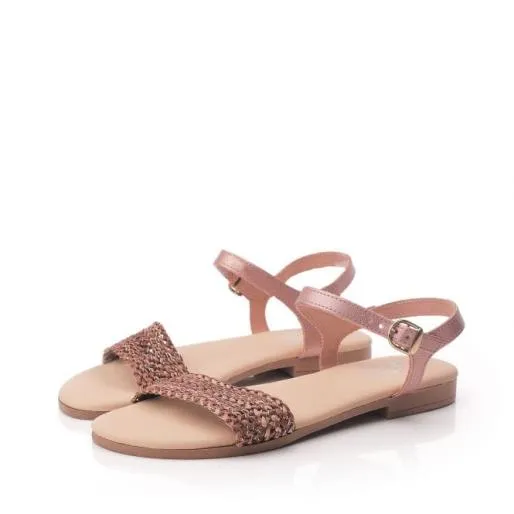 Holty Taupe Leather Women Moda In Pelle Flat Sandals Holty Taupe Leather Women Moda In Pelle Flat Sandals
