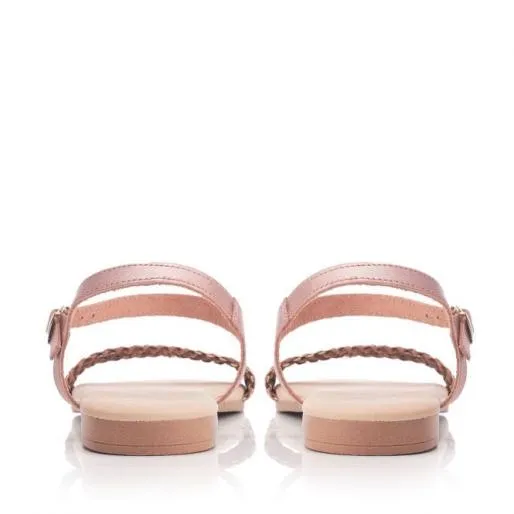 Holty Taupe Leather Women Moda In Pelle Flat Sandals Holty Taupe Leather Women Moda In Pelle Flat Sandals