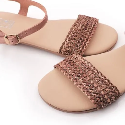 Holty Taupe Leather Women Moda In Pelle Flat Sandals Holty Taupe Leather Women Moda In Pelle Flat Sandals