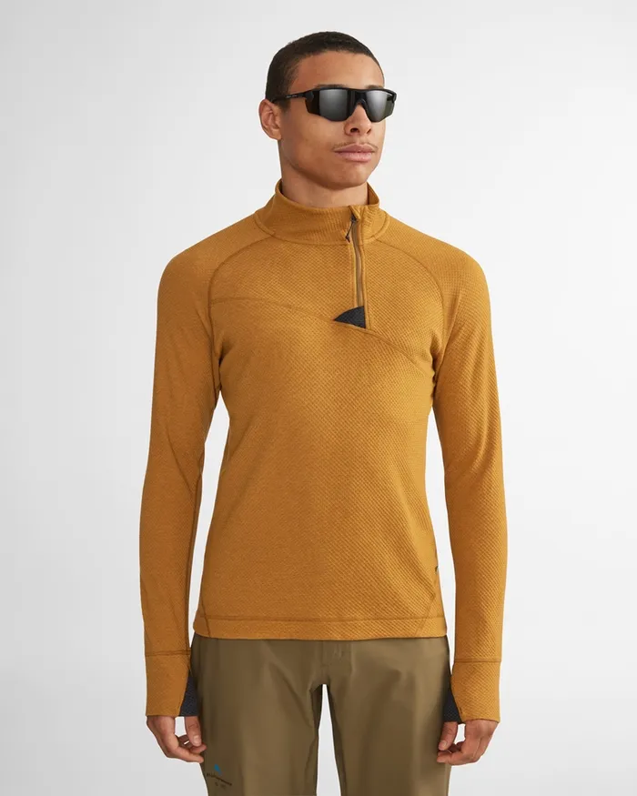 Huge Norna Half Zip Mid Layer Mustard Men Klttermusen Fleeces and Sweaters