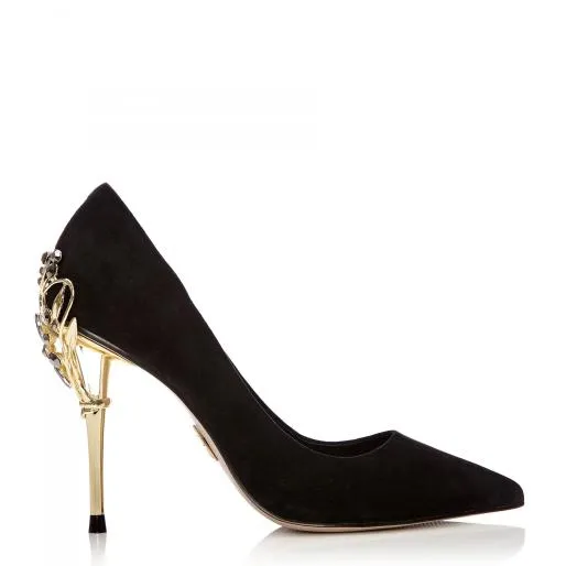 Illari Black Suede Women Moda In Pelle Mid Heel Shoes