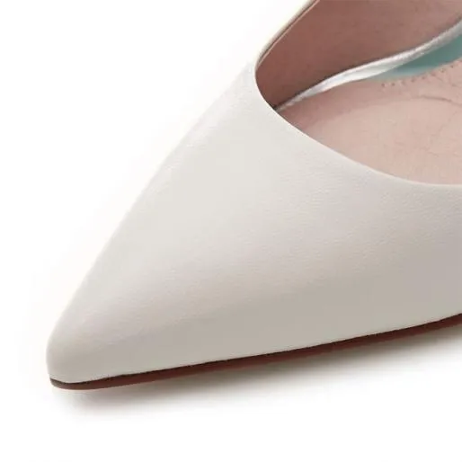 Illari Ivory Leather Women Moda In Pelle Mid Heel Shoes