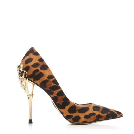 Illari Leopard Leopard Pony Women Moda In Pelle Mid Heel Shoes