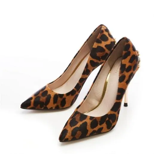 Illari Leopard Leopard Pony Women Moda In Pelle Mid Heel Shoes