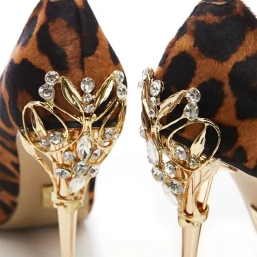 Illari Leopard Leopard Pony Women Moda In Pelle Mid Heel Shoes
