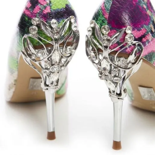 Illari Purple Snake Print Leather Women Moda In Pelle Mid Heel Shoes
