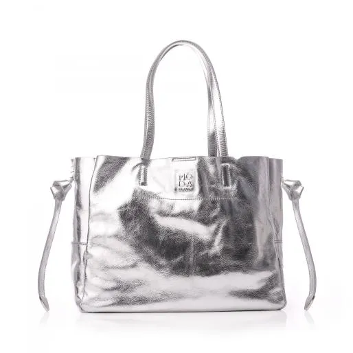 Indiie Bag Silver Leather Women Moda In Pelle Tote Bags