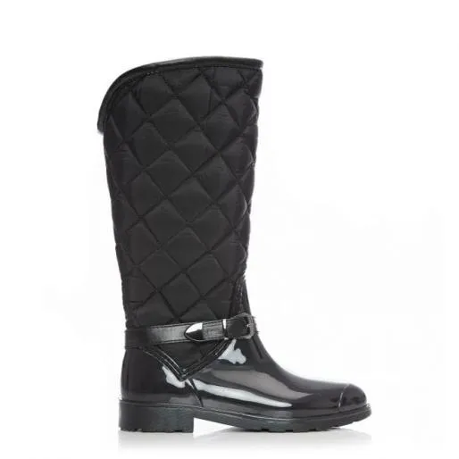 Izzibella Black Textile Women Moda In Pelle Knee High Boots