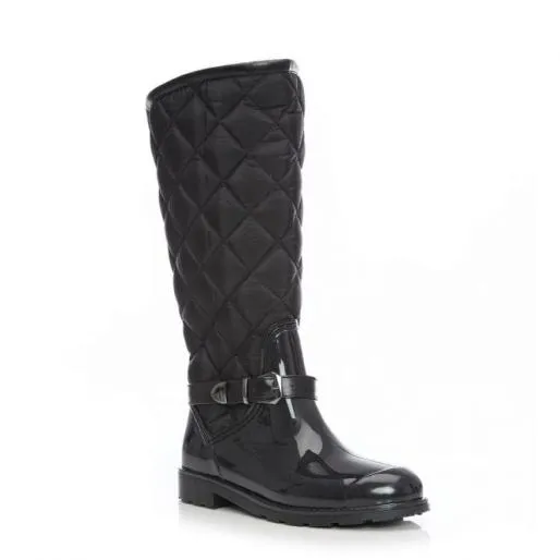 Izzibella Black Textile Women Moda In Pelle Knee High Boots