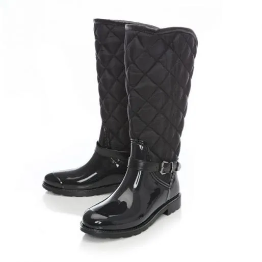 Izzibella Black Textile Women Moda In Pelle Knee High Boots