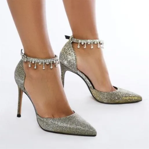 Joleene Pewter Textile Women Moda In Pelle High Heel Shoes Joleene Pewter Textile Women Moda In Pelle High Heel Shoes