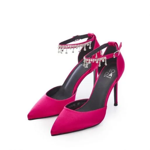 Joleene Pink Satin Women Moda In Pelle High Heel Shoes Joleene Pink Satin Women Moda In Pelle High Heel Shoes