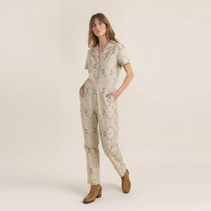 Jumpsuits Women Roark Layover Short Sleeve Jumpsuit Stone