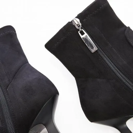 Kaila Black Alcantara Women Moda In Pelle Ankle Boots Kaila Black Alcantara Women Moda In Pelle Ankle Boots