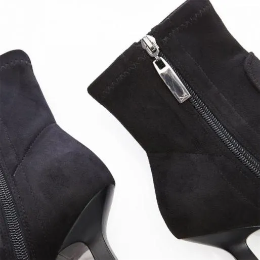 Kaila Black Alcantara Women Moda In Pelle Ankle Boots Kaila Black Alcantara Women Moda In Pelle Ankle Boots