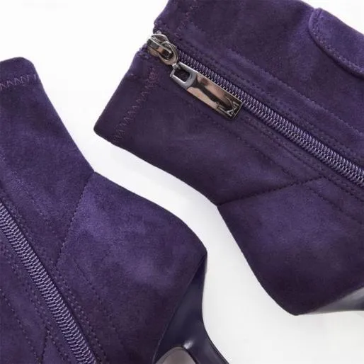 Kaila Purple Alcantara Women Moda In Pelle Ankle Boots Kaila Purple Alcantara Women Moda In Pelle Ankle Boots