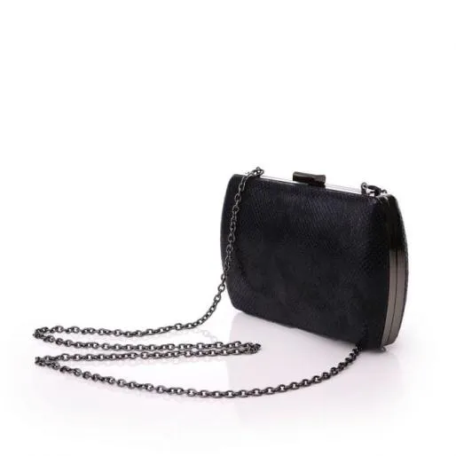 Kaiti Clutch Navy Snake Print Women Moda In Pelle Clutch Bags