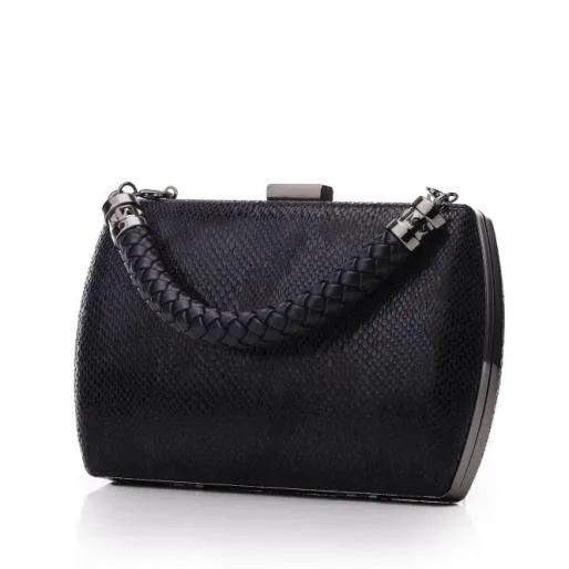 Kaiti Clutch Navy Snake Print Women Moda In Pelle Clutch Bags